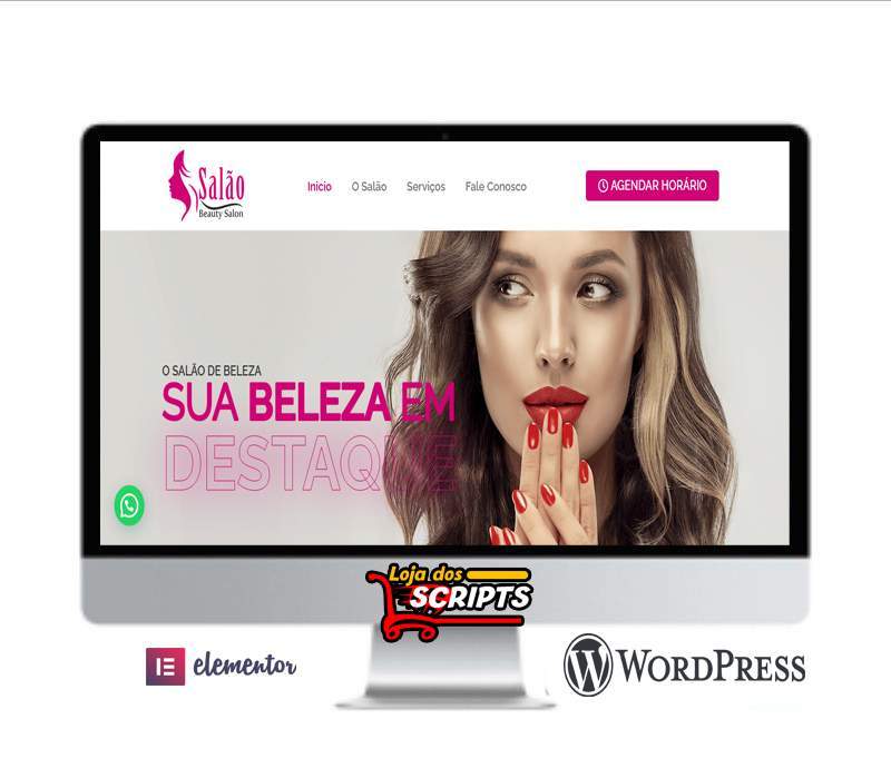 Site Para Salão de Beleza - Elementor+WordPress - COD-9781
