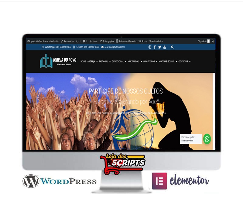 Site Para Igrejas Modelo Bronze - COD-3539